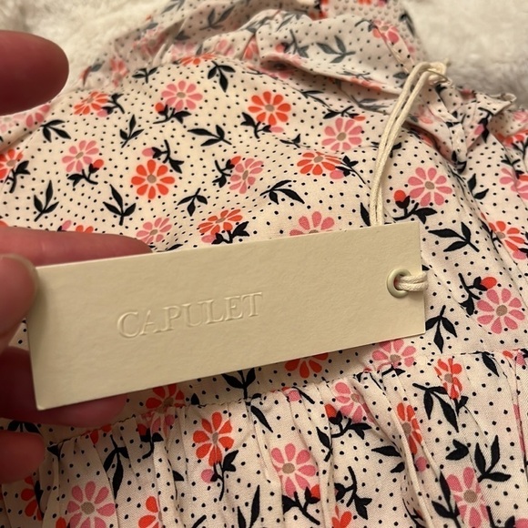 Capulet Josette Cream Pink Dotted Micro Floral Babydoll Mini Dress NWT - Picture 5 of 14